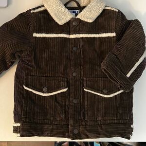 Janie and Jack Brown Corduroy Coat with Sherpa 12 to 24 months